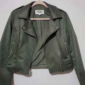 ~BB Dakota Steve Madden Faux‎ Suede Moto Jacket Olive Green Size S